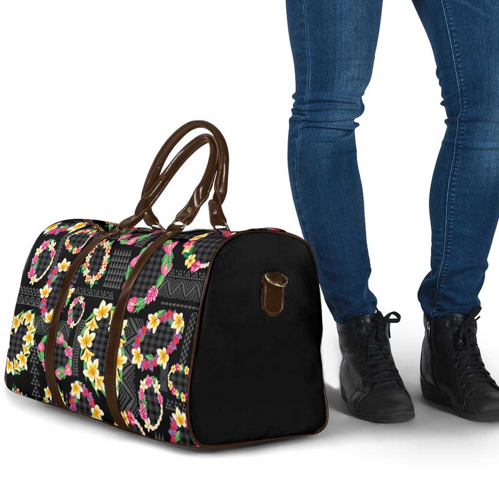 Hawaiian Kakau Tattoo Leis and Palaka Pattern Travel Bag Traditional Aloha Tribal Black Color LT03 - Polynesian Pride