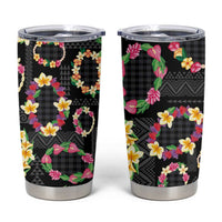 Hawaiian Kakau Tattoo Leis and Palaka Pattern Tumbler Cup Traditional Aloha Tribal Black Color LT03 Black - Polynesian Pride