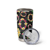 Hawaiian Kakau Tattoo Leis and Palaka Pattern Tumbler Cup Traditional Aloha Tribal Black Color LT03 - Polynesian Pride