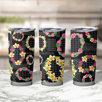 Hawaiian Kakau Tattoo Leis and Palaka Pattern Tumbler Cup Traditional Aloha Tribal Black Color LT03 - Polynesian Pride