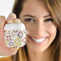 Hawaiian Kakau Tattoo Leis and Palaka Pattern AirPods Case Traditional Aloha Tribal White Color