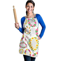 Hawaiian Kakau Tattoo Leis and Palaka Pattern Apron Traditional Aloha Tribal White Color
