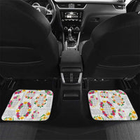 Hawaiian Kakau Tattoo Leis and Palaka Pattern Car Mats Traditional Aloha Tribal White Color
