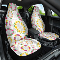 Hawaiian Kakau Tattoo Leis and Palaka Pattern Car Seat Cover Traditional Aloha Tribal White Color LT03 One Size White - Polynesian Pride