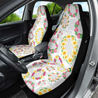 Hawaiian Kakau Tattoo Leis and Palaka Pattern Car Seat Cover Traditional Aloha Tribal White Color LT03 - Polynesian Pride
