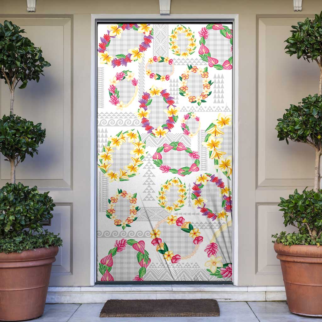 Hawaiian Kakau Tattoo Leis and Palaka Pattern Door Cover Traditional Aloha Tribal White Color LT03 White - Polynesian Pride
