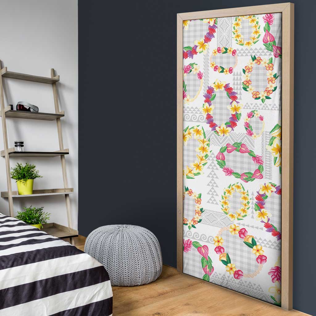 Hawaiian Kakau Tattoo Leis and Palaka Pattern Door Cover Traditional Aloha Tribal White Color LT03 - Polynesian Pride