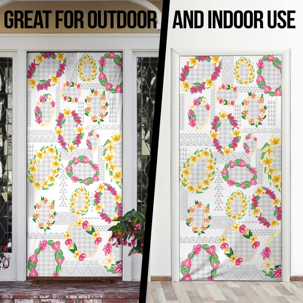 Hawaiian Kakau Tattoo Leis and Palaka Pattern Door Cover Traditional Aloha Tribal White Color LT03 - Polynesian Pride