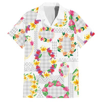 Hawaiian Kakau Tattoo Leis and Palaka Pattern Family Matching Long Sleeve Bodycon Dress and Hawaiian Shirt Traditional Aloha Tribal White Color LT03 Dad's Shirt - Short Sleeve White - Polynesian Pride