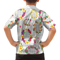 Hawaiian Kakau Tattoo Leis and Palaka Pattern Family Matching Off Shoulder Maxi Dress and Hawaiian Shirt Traditional Aloha Tribal White Color LT03 - Polynesian Pride