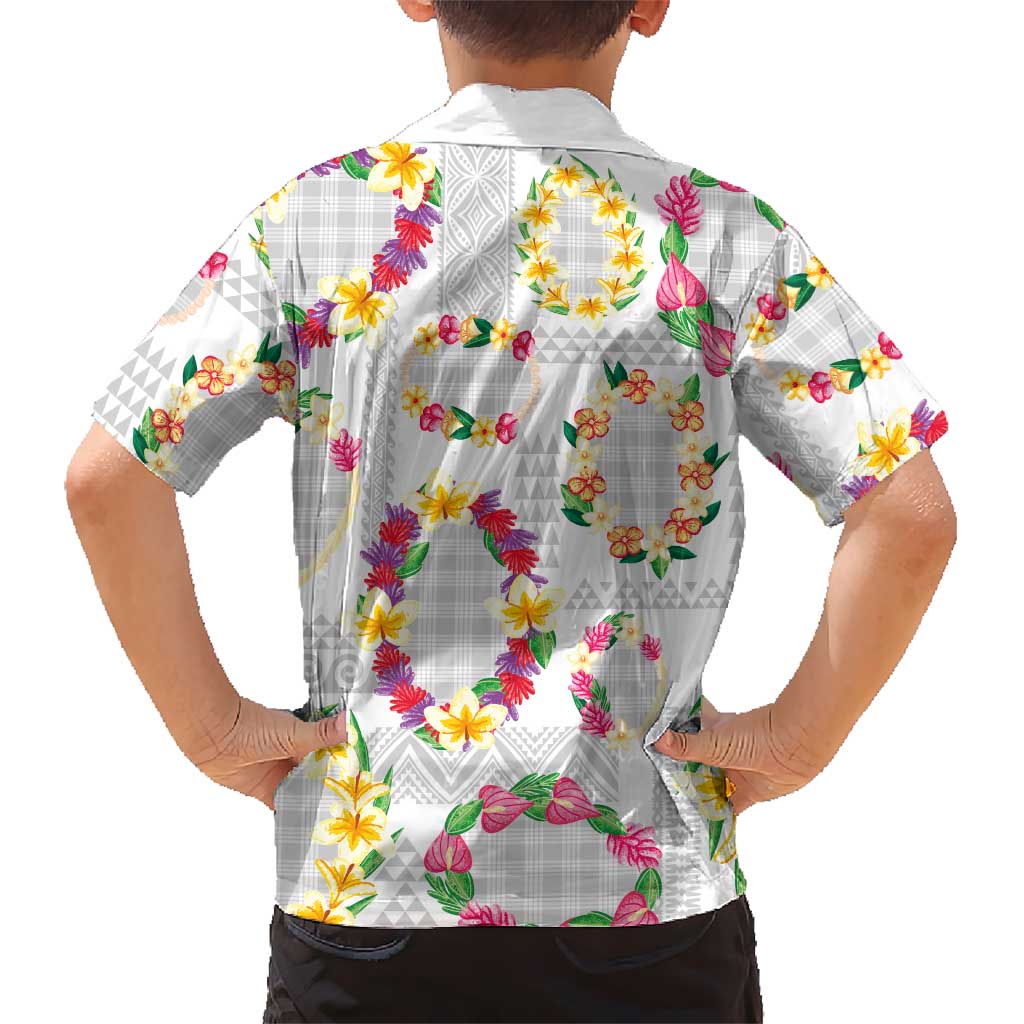 Hawaiian Kakau Tattoo Leis and Palaka Pattern Family Matching Summer Maxi Dress and Hawaiian Shirt Traditional Aloha Tribal White Color LT03 - Polynesian Pride
