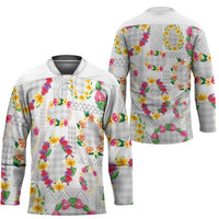 Hawaiian Kakau Tattoo Leis and Palaka Pattern Hockey Jersey Traditional Aloha Tribal White Color LT03 - Polynesian Pride