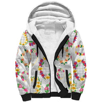 Hawaiian Kakau Tattoo Leis and Palaka Pattern Sherpa Hoodie Traditional Aloha Tribal White Color LT03 Unisex White - Polynesian Pride