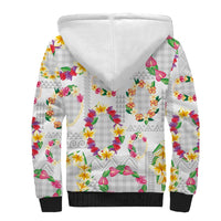 Hawaiian Kakau Tattoo Leis and Palaka Pattern Sherpa Hoodie Traditional Aloha Tribal White Color LT03 - Polynesian Pride