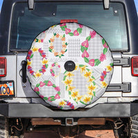 Hawaiian Kakau Tattoo Leis and Palaka Pattern Spare Tire Cover Traditional Aloha Tribal White Color LT03 White - Polynesian Pride