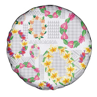 Hawaiian Kakau Tattoo Leis and Palaka Pattern Spare Tire Cover Traditional Aloha Tribal White Color LT03 - Polynesian Pride