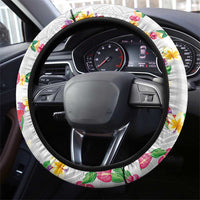 Hawaiian Kakau Tattoo Leis and Palaka Pattern Steering Wheel Cover Traditional Aloha Tribal White Color LT03 - Polynesian Pride