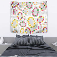 Hawaiian Kakau Tattoo Leis and Palaka Pattern Tapestry Traditional Aloha Tribal White Color