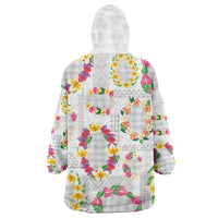 Hawaiian Kakau Tattoo Leis and Palaka Pattern Wearable Blanket Hoodie Traditional Aloha Tribal White Color LT03 - Polynesian Pride
