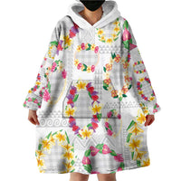 Hawaiian Kakau Tattoo Leis and Palaka Pattern Wearable Blanket Hoodie Traditional Aloha Tribal White Color LT03 - Polynesian Pride