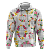 Hawaiian Kakau Tattoo Leis and Palaka Pattern Zip Hoodie Traditional Aloha Tribal White Color LT03 Pullover Hoodie White - Polynesian Pride