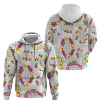 Hawaiian Kakau Tattoo Leis and Palaka Pattern Zip Hoodie Traditional Aloha Tribal White Color LT03 - Polynesian Pride