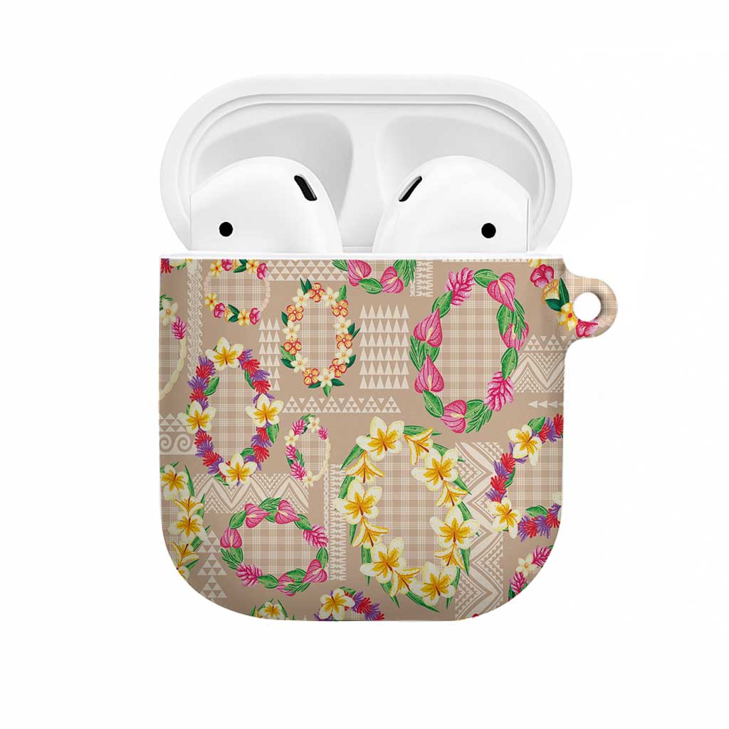 Hawaiian Kakau Tattoo Leis and Palaka Pattern AirPods Case Traditional Aloha Tribal Beige Color LT03 Beige - Polynesian Pride