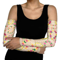 Hawaiian Kakau Tattoo Leis and Palaka Pattern Arm Sleeves Traditional Aloha Tribal Beige Color