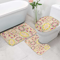 Hawaiian Kakau Tattoo Leis and Palaka Pattern Bathroom Set Traditional Aloha Tribal Beige Color