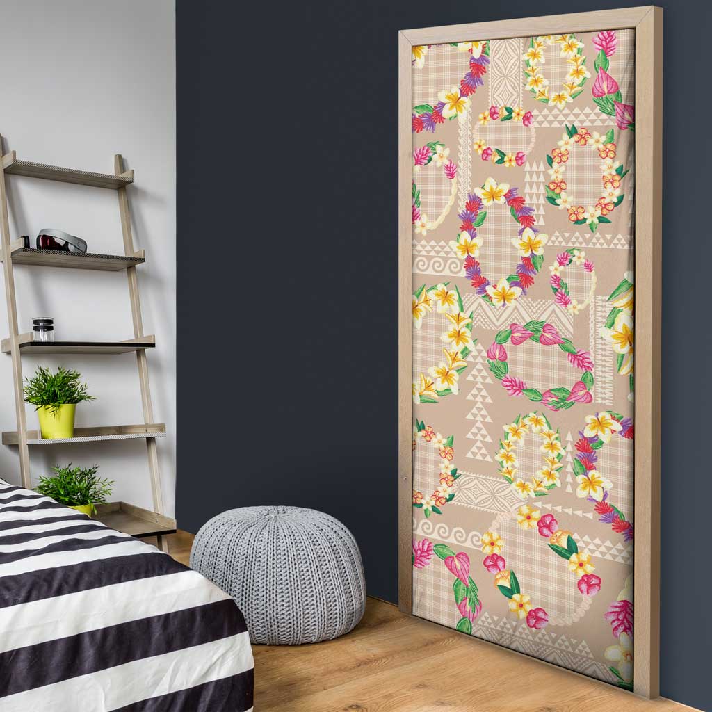 Hawaiian Kakau Tattoo Leis and Palaka Pattern Door Cover Traditional Aloha Tribal Beige Color LT03 - Polynesian Pride