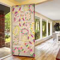 Hawaiian Kakau Tattoo Leis and Palaka Pattern Door Cover Traditional Aloha Tribal Beige Color LT03 - Polynesian Pride