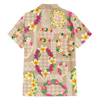 Hawaiian Kakau Tattoo Leis and Palaka Pattern Family Matching Mermaid Dress and Hawaiian Shirt Traditional Aloha Tribal Beige Color LT03 - Polynesian Pride