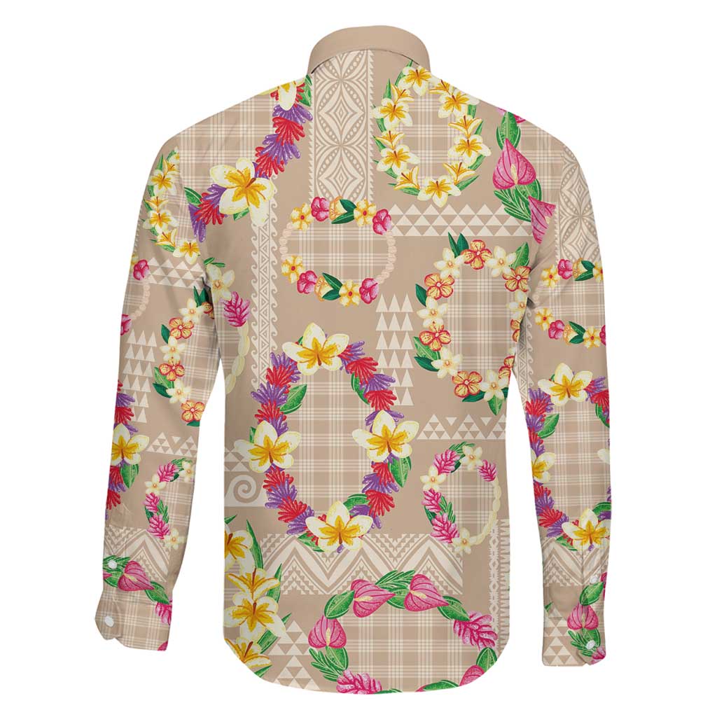 Hawaiian Kakau Tattoo Leis and Palaka Pattern Family Matching Puletasi and Hawaiian Shirt Traditional Aloha Tribal Beige Color LT03 - Polynesian Pride