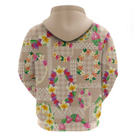 Hawaiian Kakau Tattoo Leis and Palaka Pattern Hoodie Traditional Aloha Tribal Beige Color LT03 - Polynesian Pride