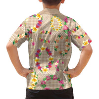 Hawaiian Kakau Tattoo Leis and Palaka Pattern Kid Hawaiian Shirt Traditional Aloha Tribal Beige Color LT03 - Polynesian Pride