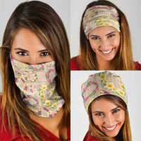 Hawaiian Kakau Tattoo Leis and Palaka Pattern Neck Gaiter Traditional Aloha Tribal Beige Color