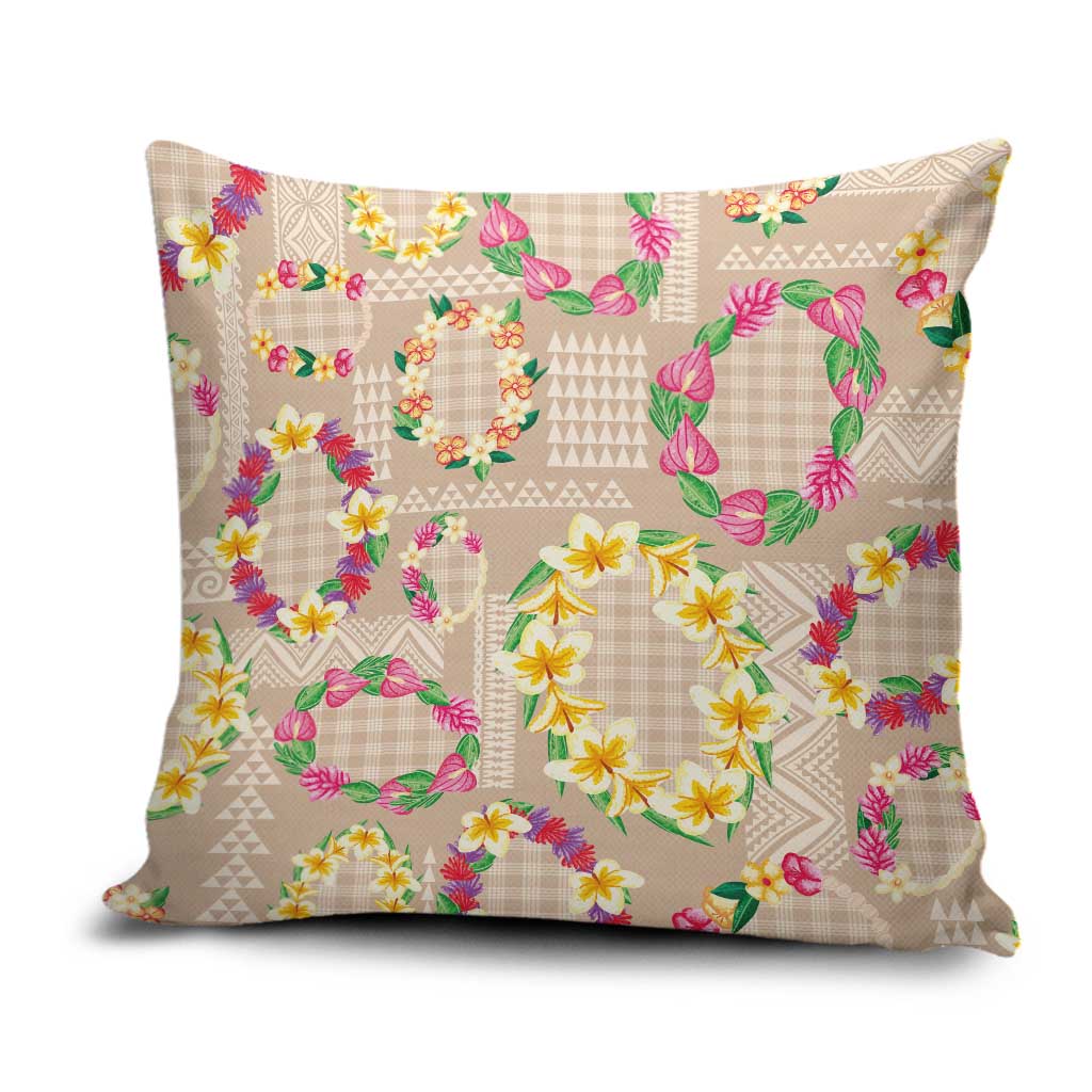 Hawaiian Kakau Tattoo Leis and Palaka Pattern Pillow Cover Traditional Aloha Tribal Beige Color LT03 Beige - Polynesian Pride
