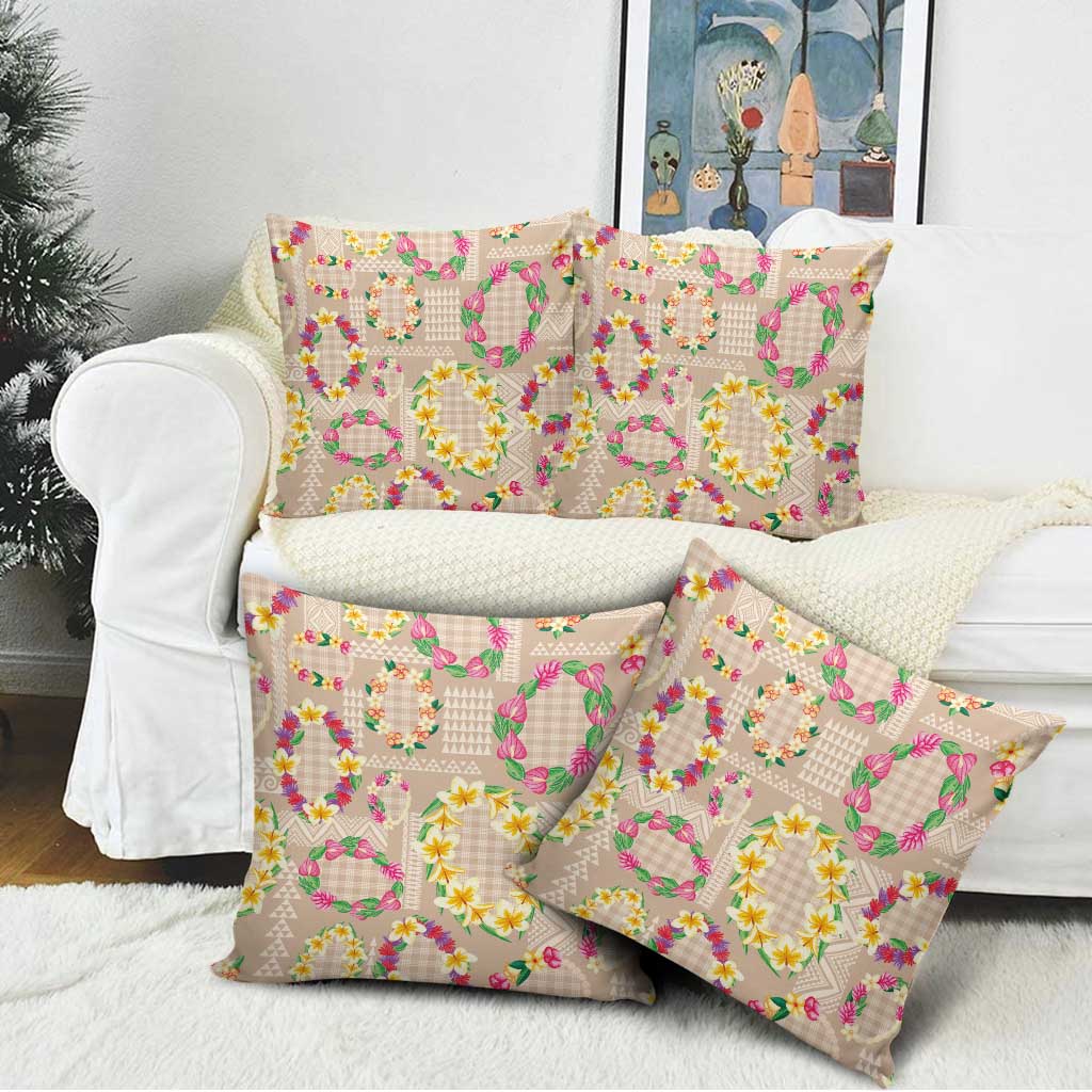 Hawaiian Kakau Tattoo Leis and Palaka Pattern Pillow Cover Traditional Aloha Tribal Beige Color LT03 - Polynesian Pride