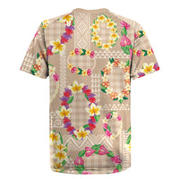 Hawaiian Kakau Tattoo Leis and Palaka Pattern Rugby Jersey Traditional Aloha Tribal Beige Color LT03 - Polynesian Pride
