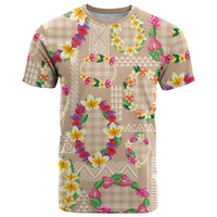 Hawaiian Kakau Tattoo Leis and Palaka Pattern T Shirt Traditional Aloha Tribal Beige Color LT03 Beige - Polynesian Pride