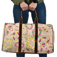 Hawaiian Kakau Tattoo Leis and Palaka Pattern Travel Bag Traditional Aloha Tribal Beige Color LT03 Beige - Polynesian Pride