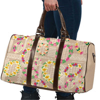 Hawaiian Kakau Tattoo Leis and Palaka Pattern Travel Bag Traditional Aloha Tribal Beige Color LT03 - Polynesian Pride