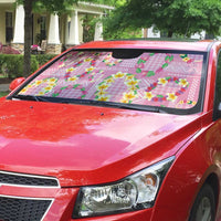 Hawaiian Leis Auto Sun Shade Kakau Tattoos and Palaka Pastel Pink Color LT03 - Polynesian Pride