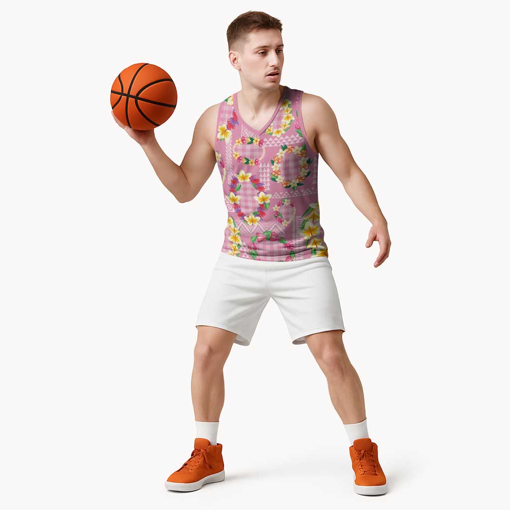 Hawaiian Leis Basketball Jersey Kakau Tattoos and Palaka Pastel Pink Color