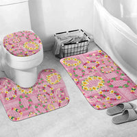 Hawaiian Leis Bathroom Set Kakau Tattoos and Palaka Pastel Pink Color