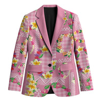 Hawaiian Leis Blazer Kakau Tattoos and Palaka Pastel Pink Color