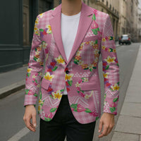 Hawaiian Leis Blazer Kakau Tattoos and Palaka Pastel Pink Color