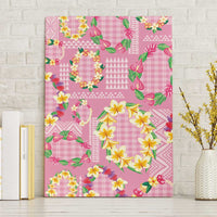 Hawaiian Leis Canvas Wall Art Kakau Tattoos and Palaka Pastel Pink Color LT03 Without Frame Pink - Polynesian Pride