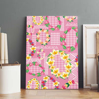 Hawaiian Leis Canvas Wall Art Kakau Tattoos and Palaka Pastel Pink Color LT03 - Polynesian Pride