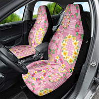 Hawaiian Leis Car Seat Cover Kakau Tattoos and Palaka Pastel Pink Color